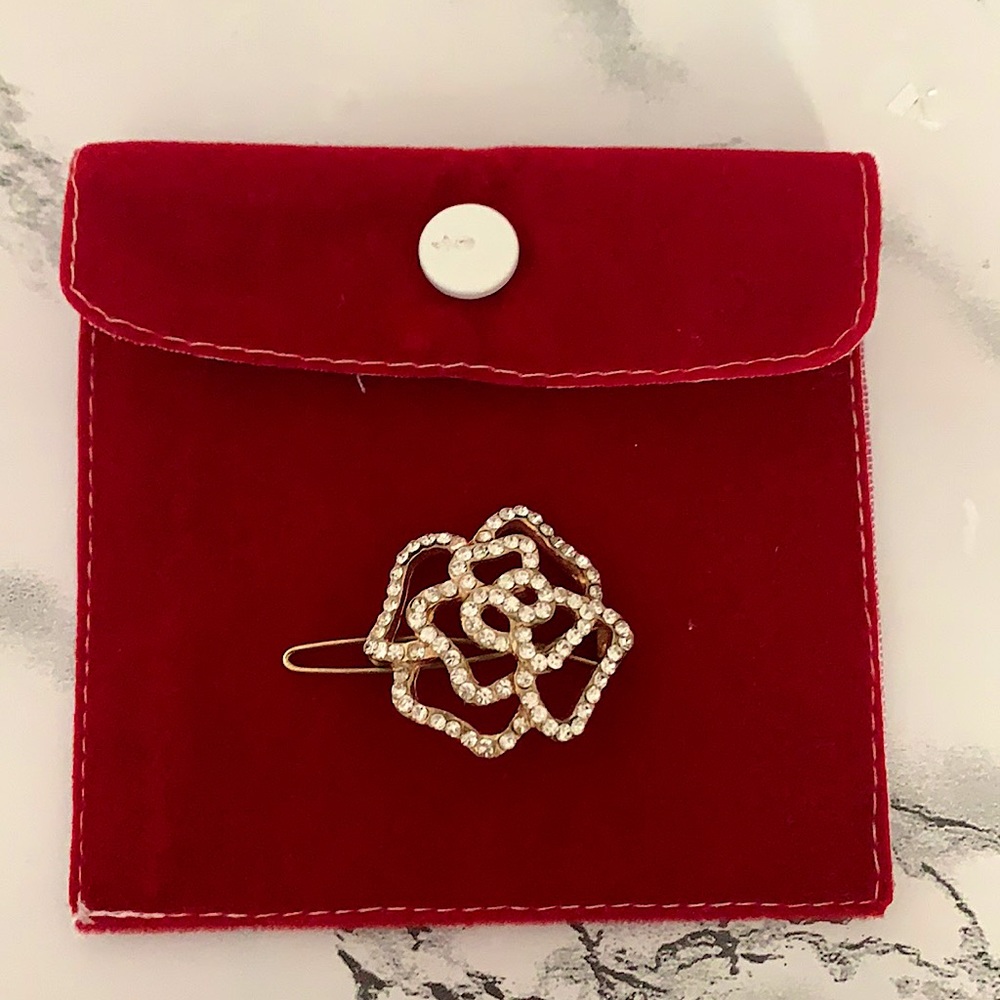 Rose shaped hair barrette
